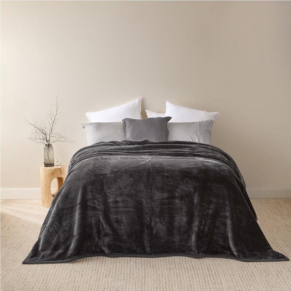 MyHouse Carmen Blanket Queen 230cmX254cm - Charcoal - Queen/King