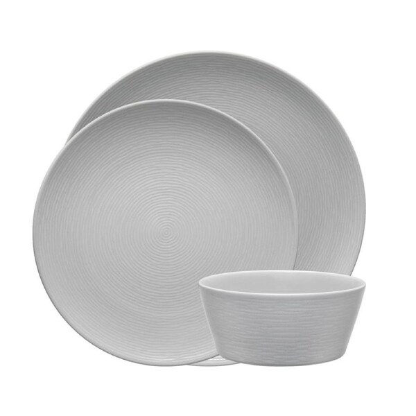 Noritake Grey on Grey Swirl 12 Piece Dinner Setting for 4