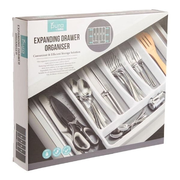 Scullery Pura II Expand Drawer Organiser 29.5X32.5X4.5cm
