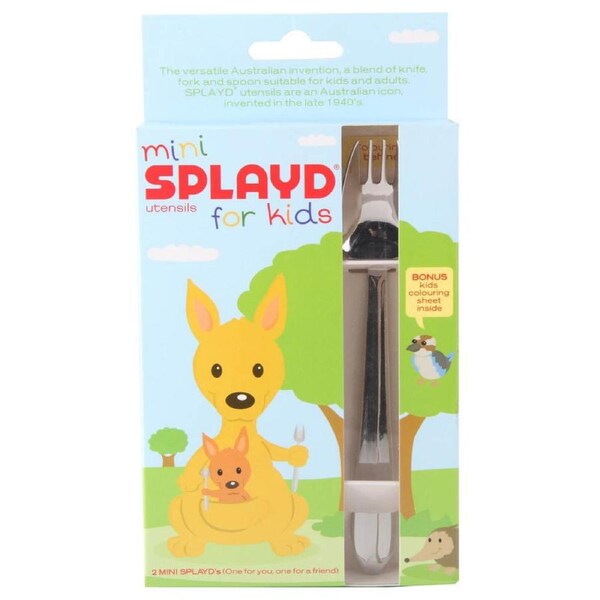 Kid's Stainless Steel Mini 2 Piece Cutlery Box Set Mirror Splayd