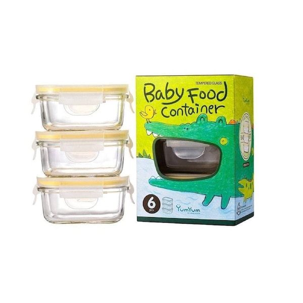Glasslock 3 Piece Baby Food Container Set Rectangle 150ml 9.9X6.8X4.3cm
