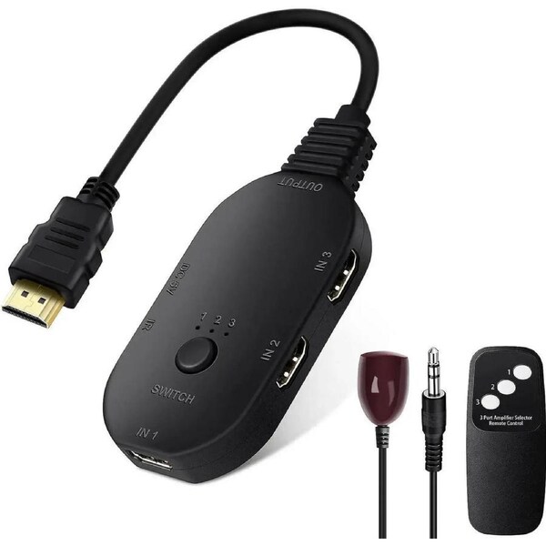 HDMI Switch 8K@60Hz 3 in 1 Out HDMI Splitter, 3 Port Hdmi Switcher Box Supports Full HD 8K 4K 1080P 3D,Multi Port HDMI Switcher Selector 2.1 HDMI Switch for Xbox PS3 4 5 TV Gaming HDTV