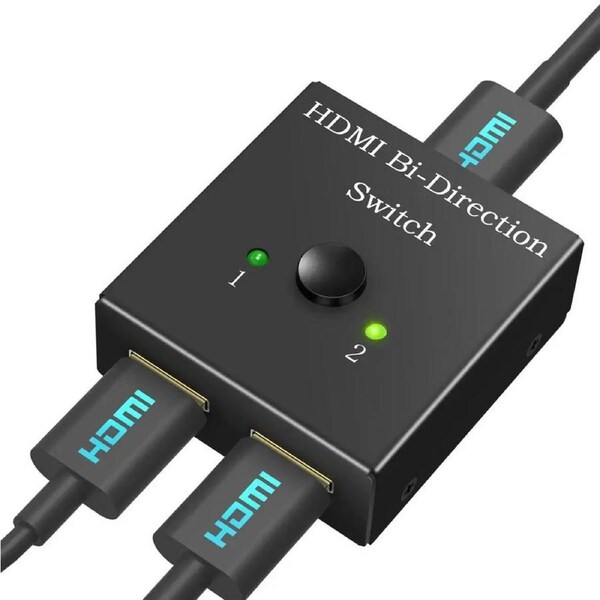 ESTONE HDMI Switcher,2 Ports Bi-Direction Manual HDMI Switch 2 x 1/1 x 2 HDMI Hub-HDCP Passthrough-Supports Ultra HD 4K 3D 1080P