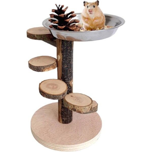 Velocity Hamster Wooden Ladder, Wooden Ladder Hamster Cage Toy - Animals Climbing Toy, Feeding Station with Stainless