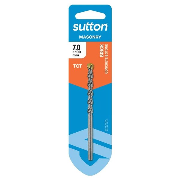 Sutton Tools 7 x 100mm SF TCT Masonry Drill Bit Carbide Tip 100mm Drilling Depth