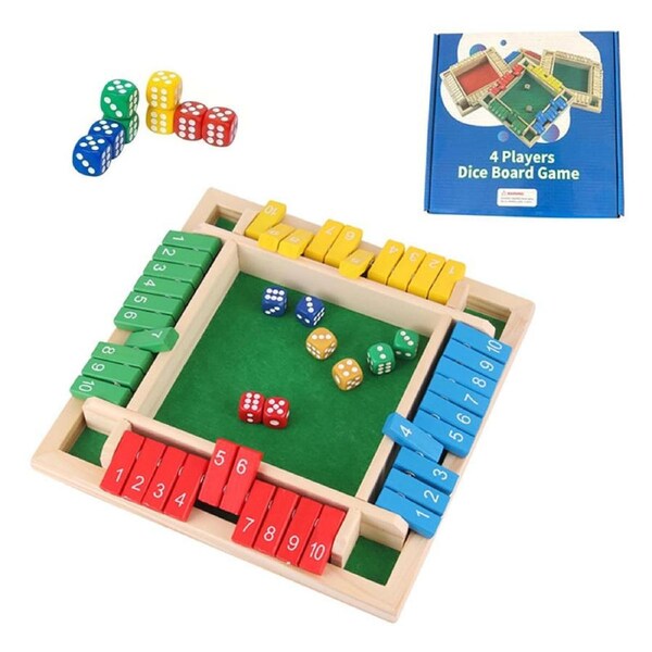 HOLALA Shut The Box Dice Game Wooden 2-4 Players Classic Tabletop Game-Colorful
