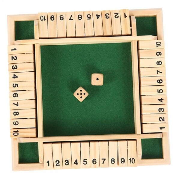 HOLALA Shut The Box Dice Game Wooden 2-4 Players Classic Tabletop Game-Green