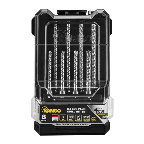 Kango K4 SDS Plus Drill Bit Set - 8 Piece - Solid Carbide - Durable Performance