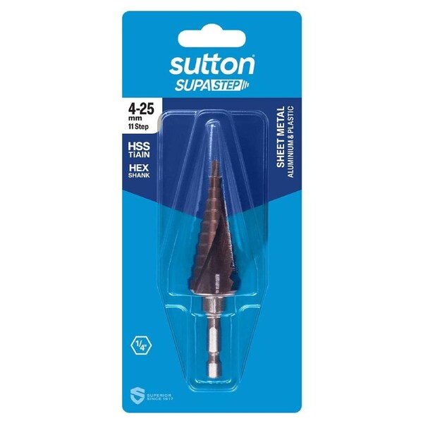 Sutton Tools 4-25mm 11 Step HSS-TiAlN Spiral Flute Supa Drill