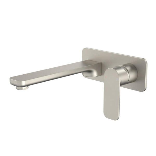 Caroma Luna Wall Basin Bath Mixer - 180mm x 122mm x 230mm - Brushed Nickel - Lead-Free Brass - Easy Clean Aerator