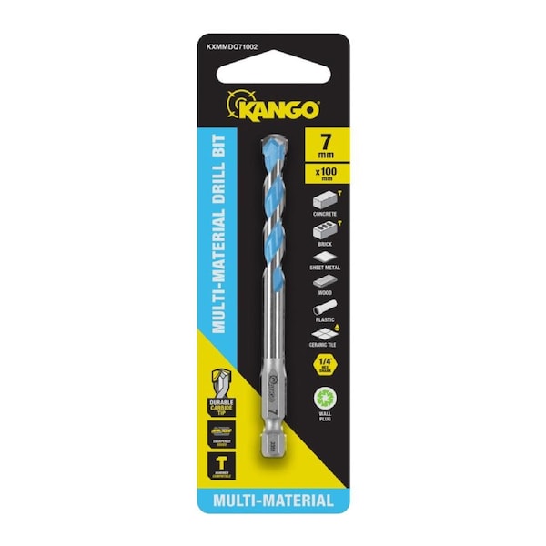 Kango 7 x 100mm Multi-Material Drill Bit - Carbide Tip, 1/4" Hex Shank