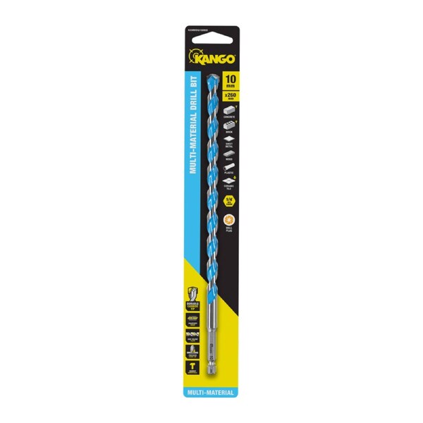Kango 10 x 260mm 1/4" Multi-Material Drill Bit KXMMDQ102602