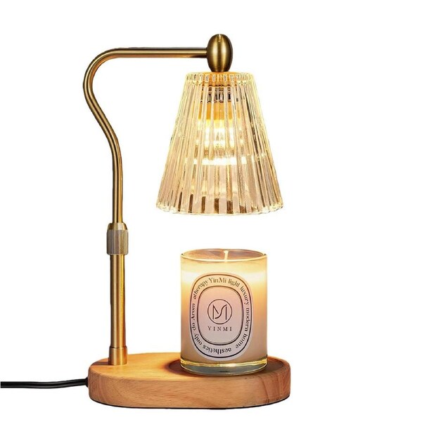 Catzon Candle Warmer Lamp with Timer Dimmer Adjustable Height Electric Wax Warmer-Gold
