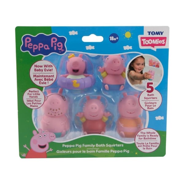 5pc Peppa Pig Family Kids Bath/Outdoor Paddle Pool/Water Squirters Play Toy 18m+