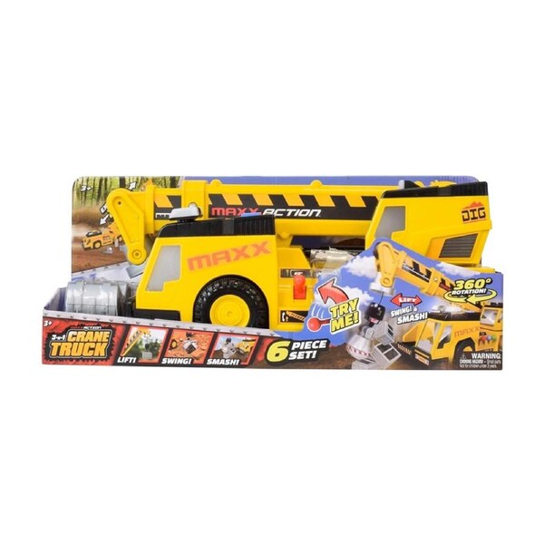 Maxx Action Motirsed "Lights & Sounds" Mega Crane Truck Toy Playset 3y+
