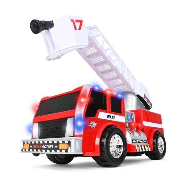Maxx Action 18" Motorised "Lights & Sounds" Power Dig Rig Fire Truck Toy 3y+