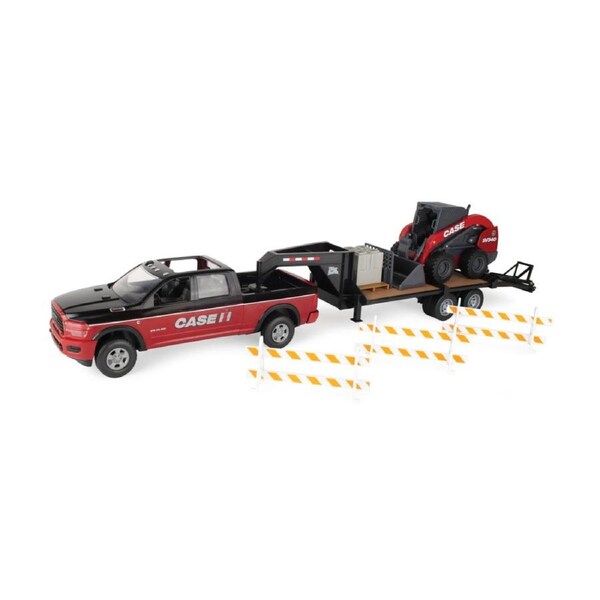 ERTL 1:16 RAM 2025 Dealership Truck W/ Trailer & Skid Steer Toy Playset 3y+