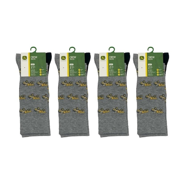 4x 2pc John Deere Dress Socks (Size 10-13) Grey/Black 90% Polyester Mens