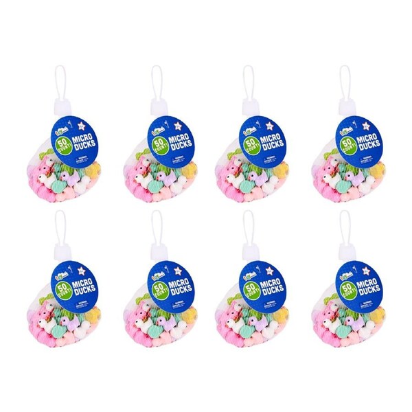 8x 50pc Impulse Micro Resin Ducks Party Play Toy DIY Craft In Mesh Bag 5y+
