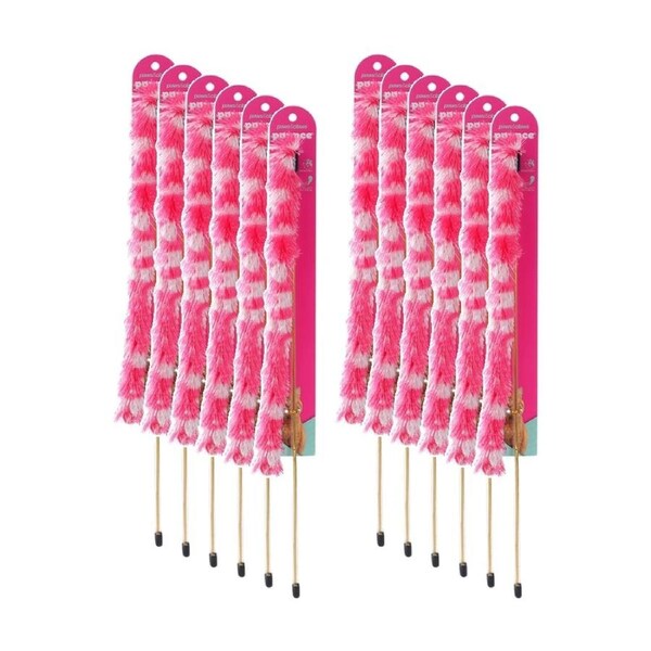 12PK Paws & Claws Pounce Fluffy Dangler Cat Toy 50cm Pink/Blue Assorted