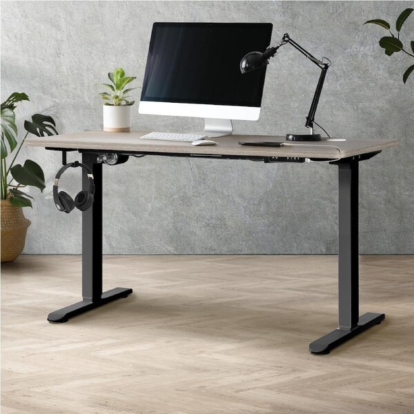 Oikiture Electric Standing Desk Single Motor 120-160CM 4 Colours Single Motor/Black+140cm/Grey Top