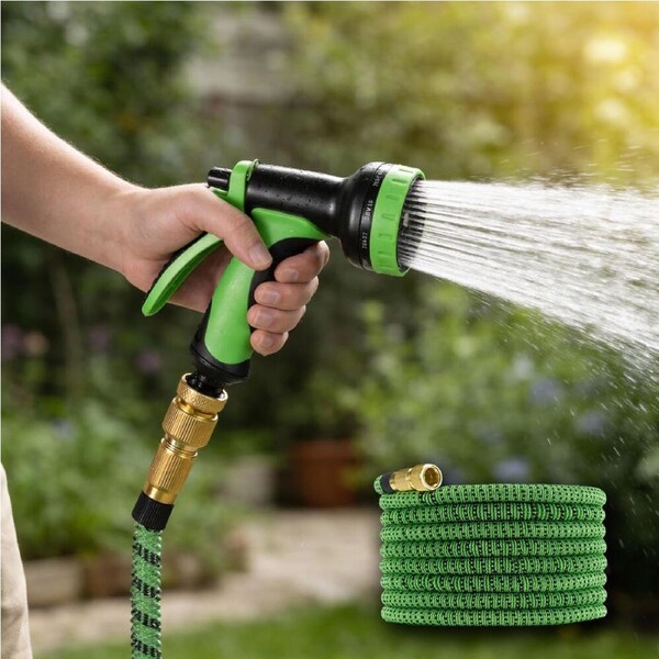 ZUNI 50FT Expandable Garden Water Hose Pipe with 10 Function Spray Nozzle Green