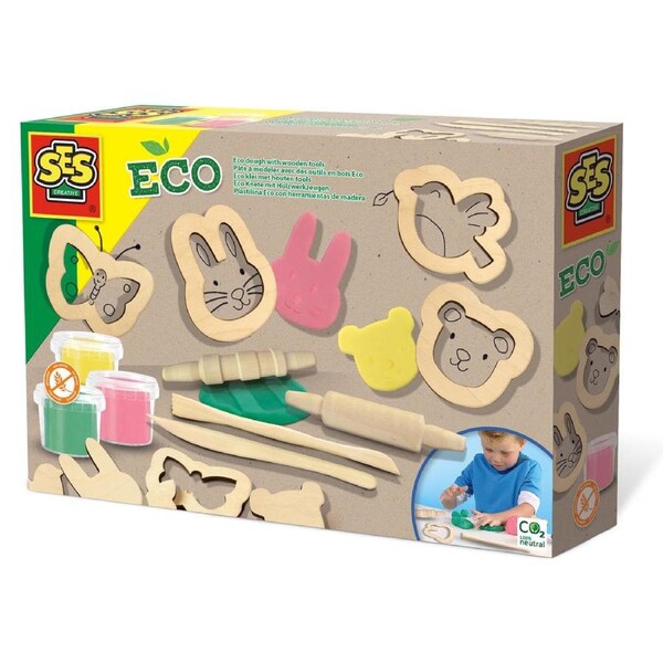 SES Creative Eco Dough 3 X 90 G With Wooden Tools