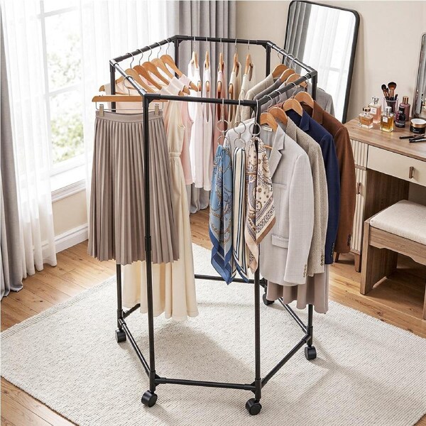 6 Rods Artiss Clothes Rack Heavy Duty Portable Garment Rail Wheels