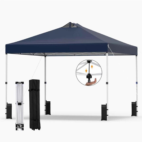 Costway 3x3M Pop Up Canopy Tent Instant Gazebo Metal Portable Sunshade Shelter Wheeled Bag Camping Commercial Party Blue
