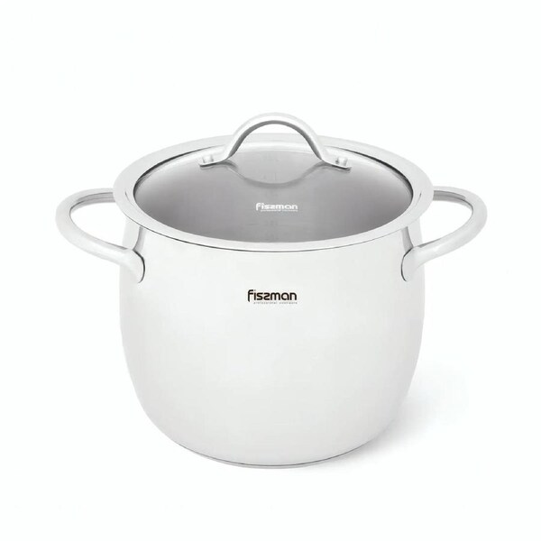 Fissman Stockpot with Glass Lid Stainless Steel 5.7 LTR - VIVIEN Series