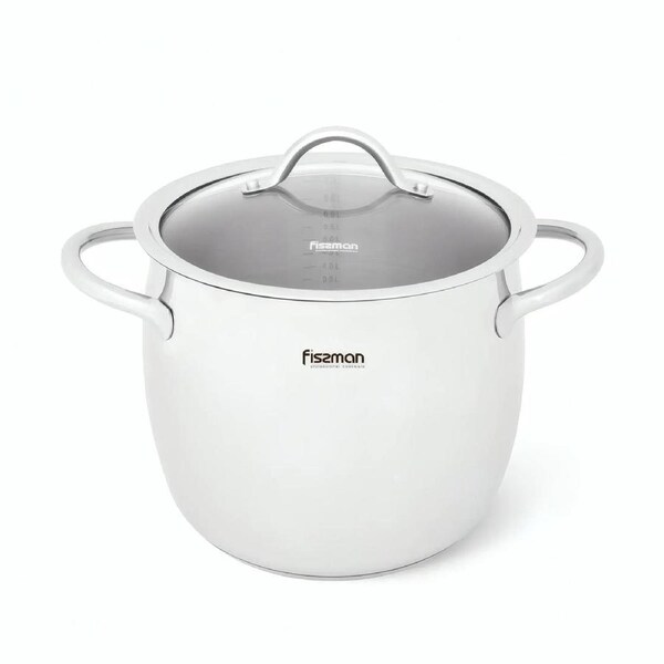 Fissman Stockpot with Glass Lid Stainless Steel 7.7 LTR - VIVIEN Series