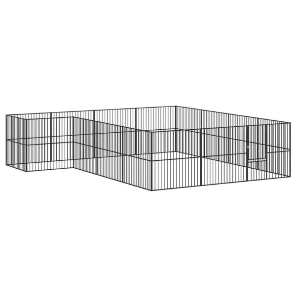 Dog Playpen 16 Panels Black Galvanised Steel vidaXL