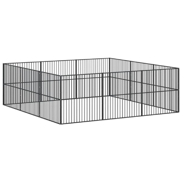 Dog Playpen 12 Panels Black Galvanised Steel vidaXL