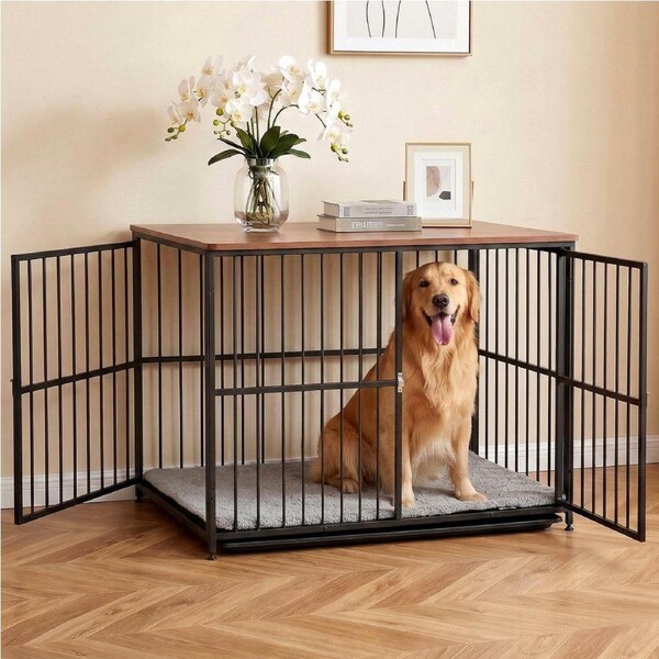 i.Pet Extra Large Dog Crate Furniture 107cm Dog Cage Puppy Pet Wooden Black