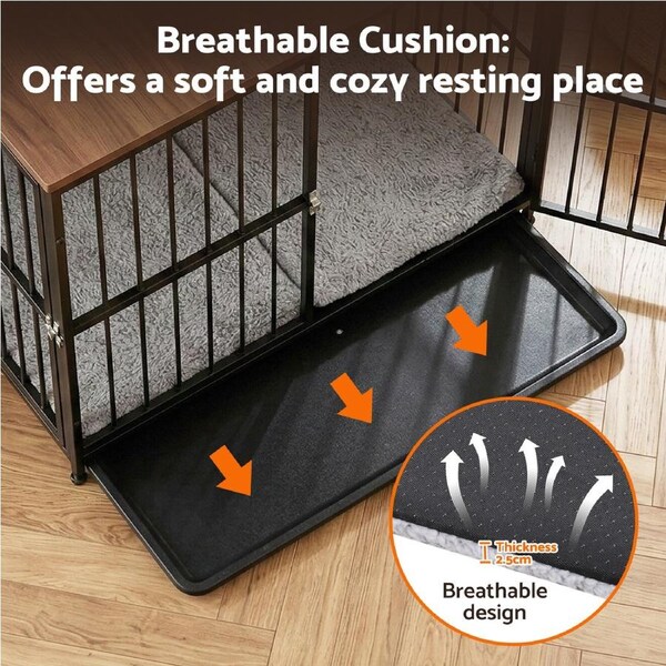 i.Pet Large Dog Crate Furniture 93cm Dog Cage Puppy Pet Wooden Black