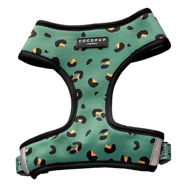 Cocopup London Adjustable Neck Harness For Dogs Khaki Leopard 1 X Xsmall