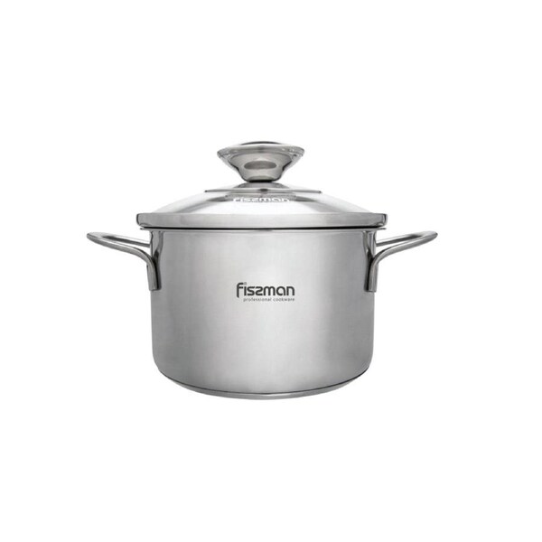 Fissman Mini Cooking Pot with Glass Lid Stainless Steel 0.8 LTR - BAMBINO Series
