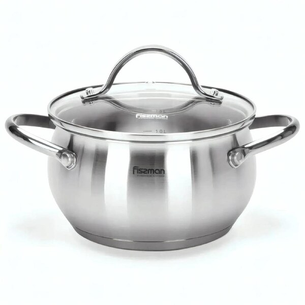 Fissman Stockpot with Glass Lid Stainless Steel 1.8 LTR - MARTINEZ Series