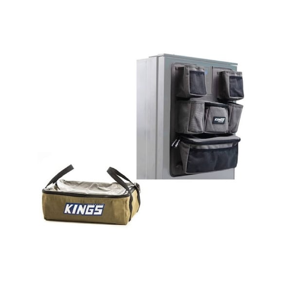 Kings Upright Fridge Organiser 370GSM canvas, 6 pockets + Clear Top Canvas Bag