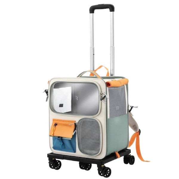 Dog Cat Carrier Stroller Pet Backpack Soft Sided Crate Travel Carry Bag Portable Animal Puppy Trolley Kennel Case Folding Luggage Suitcase with Wheels