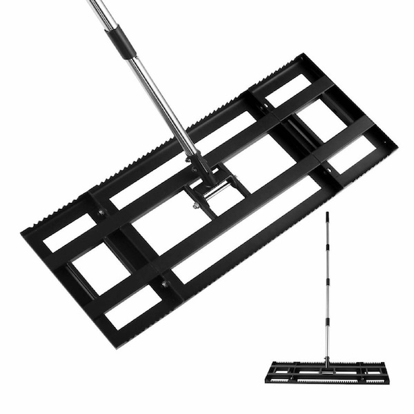 Lawn Leveling Rake Top Soil Spreader Leveller 76x26cm Base Ground Grass Sand Dirt Garden Level Tool Adjustable Handle 176cm Golf Landscape Farm Pasture