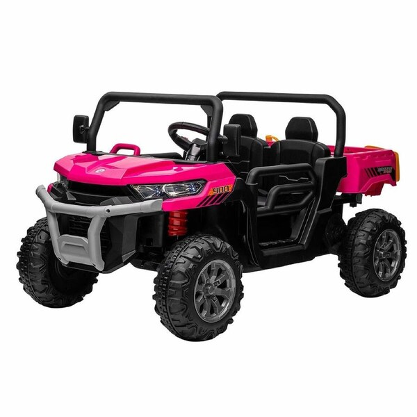 Kids Ride On Car 12V Battery Electric Vehicle Toy Off Road UTV Pickup Dump Truck Jeep 4 Wheeler Parental Remote Control MP3 USB Lights Openable Doors