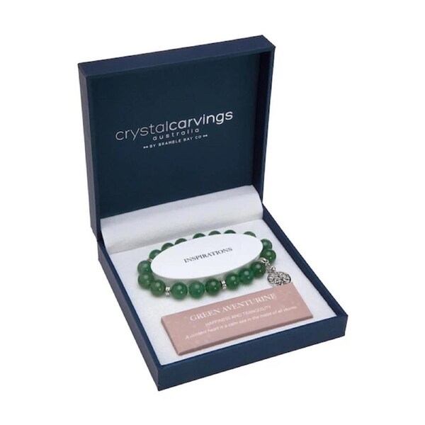 Bramble Bay Green Aventurine Tree of Life Charm Beaded Jewellery Bracelet 10mm