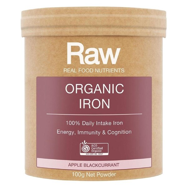 Amazonia Raw Organic Iron Powder Apple Blackcurrant 100g