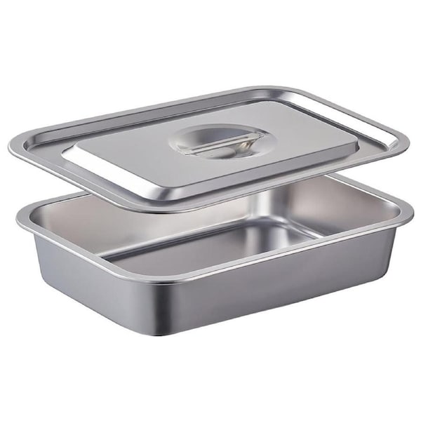 Stainless Steel Baking Pan Tray With Lid Cake Baking BBQ Pan Tray Roaster Pan