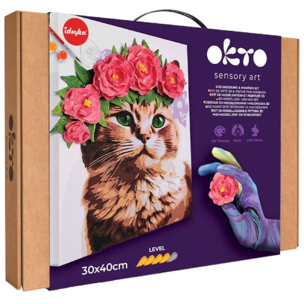Okto Sensory Art 3D Modeling & Painting Kit A Cat in a Flower Crown