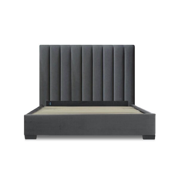 Extra Tall Bed Frame (Super King, King, Queen) - Rosalie Grande Charcoal Velvet (Gold or Black Legs) Queen / Black Legs