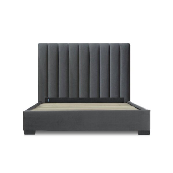 Extra Tall Bed Frame (Super King, King, Queen) - Rosalie Grande Charcoal Velvet (Gold or Black Legs) King / Black Legs