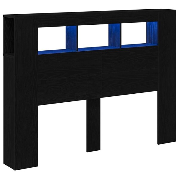 LED Headboard Black oak 140 x 18.5 x 103.5 cm Engineered wood vidaXL