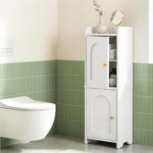 2-Tier Artiss Bathroom Storage Cabinet Slim White